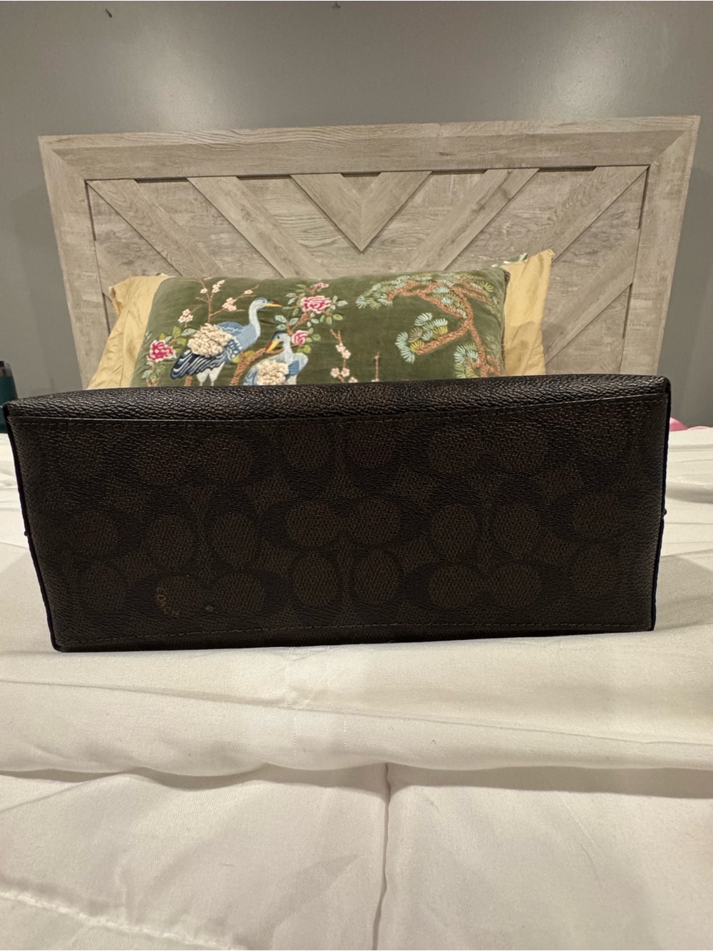 COACH Mollie Tote Bag 25 - Signature Small Tote in Brown with Black Trim - Picture 7 of 16